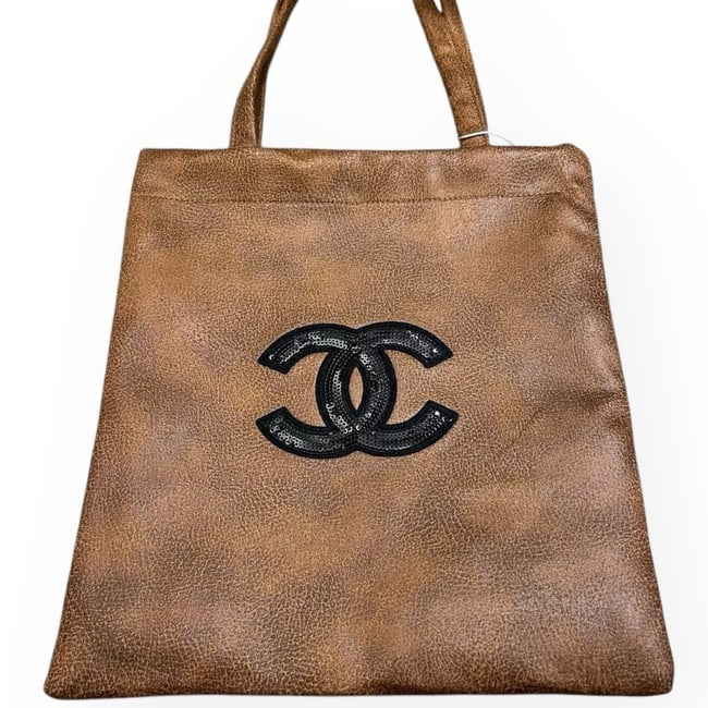 Brown Black Sequin CC Logo Tote | VIP/GWP