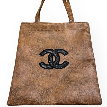 Brown Black Sequin CC Logo Tote | VIP/GWP