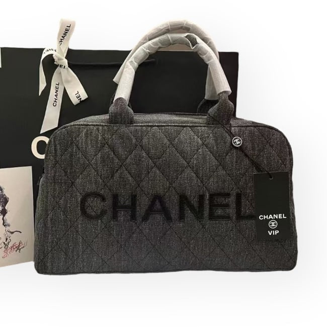 Black Denim Black Quilted Bowler Bag | VIP/GWP