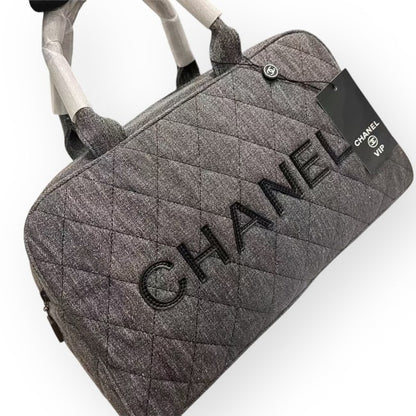 Black Denim Black Quilted Bowler Bag | VIP/GWP