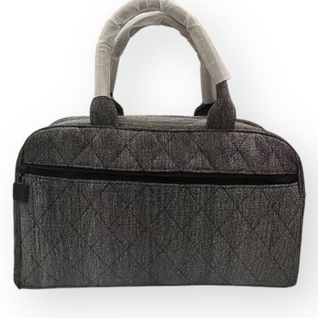 Black Denim Black Quilted Bowler Bag | VIP/GWP