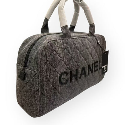 Black Denim Black Quilted Bowler Bag | VIP/GWP