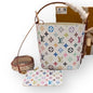 White Monogram Bucket Bag, Pouch, Lock | VIP/GWP