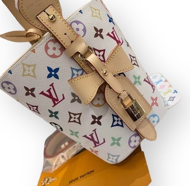 White Monogram Bucket Bag, Pouch, Lock | VIP/GWP