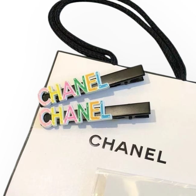 2Pc Black Multi Logo Hair Clips | Beaute