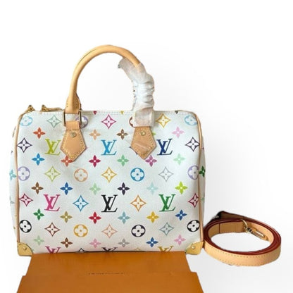 White Multi Monogram Speedy 25 Strap, w/ Box | VIP/GWP