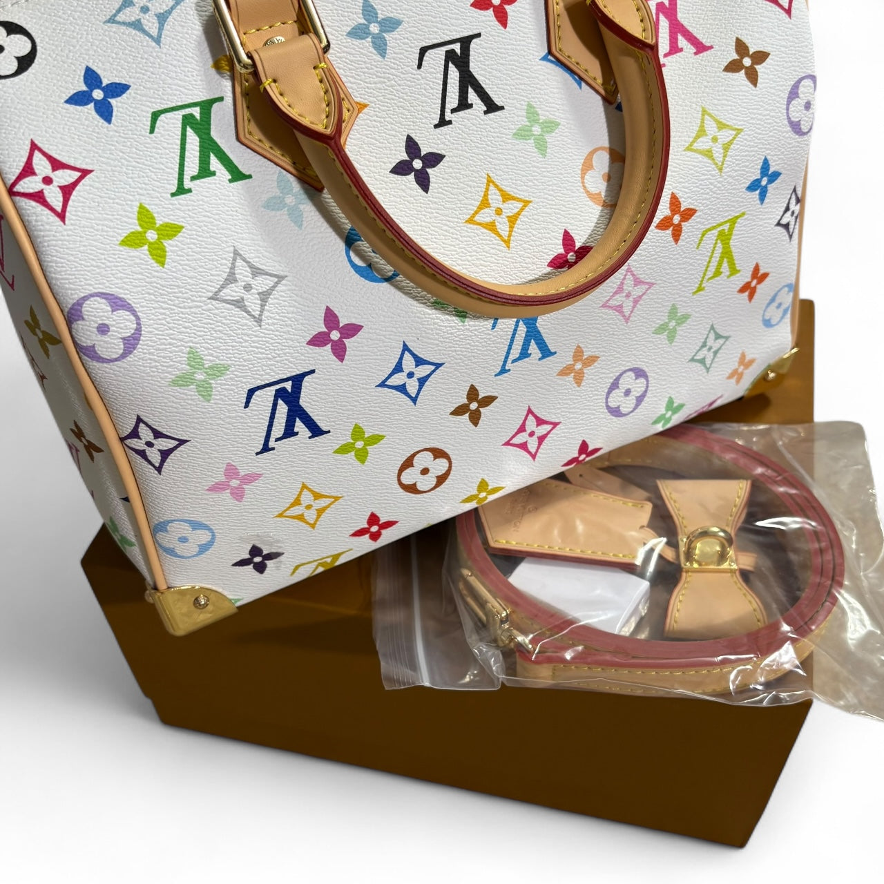 White Multi Monogram Speedy 25 Strap, w/ Box | VIP/GWP