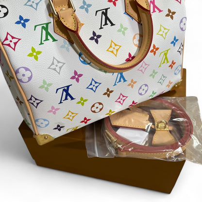 White Multi Monogram Speedy 25 Strap, w/ Box | VIP/GWP