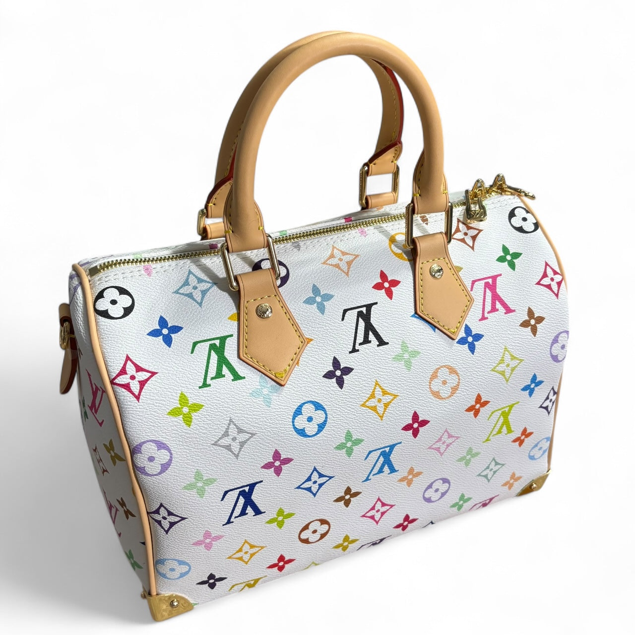 White Multi Monogram Speedy 25 Strap, w/ Box | VIP/GWP