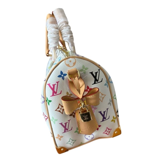 White Multi Monogram Speedy 25 Strap, w/ Box | VIP/GWP