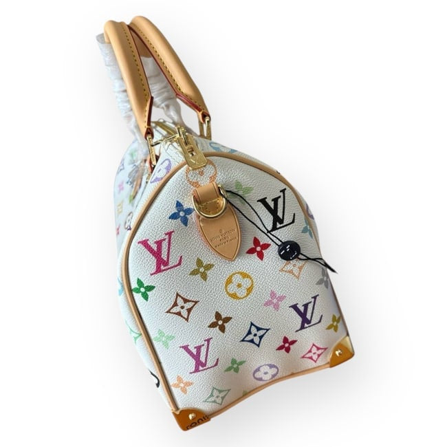 White Multi Monogram Speedy 25 Strap, w/ Box | VIP/GWP