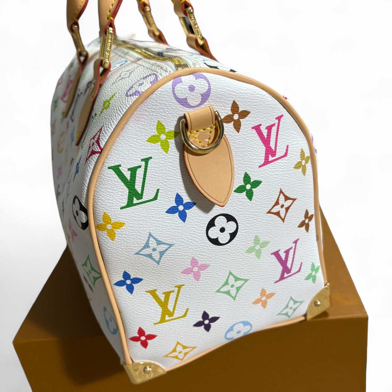 White Multi Monogram Speedy 25 Strap, w/ Box | VIP/GWP
