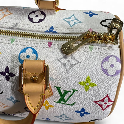 White Multi Monogram Speedy 25 Strap, w/ Box | VIP/GWP