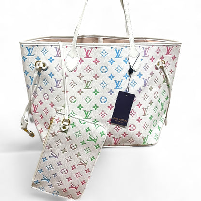 White Gradient Neverfull MM Tote & Removable Pouch | VIP/GWP
