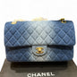 2 Toned Denim Gold Quilted Double Flap Bag | VIP/GWP