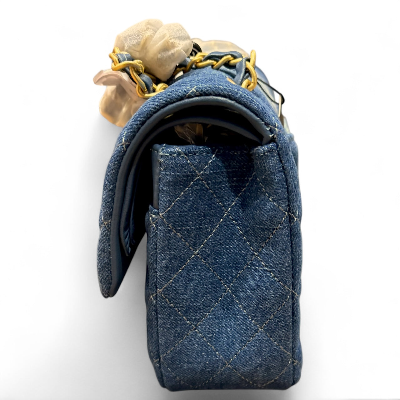 2 Toned Denim Gold Quilted Double Flap Bag | VIP/GWP