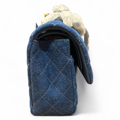 2 Toned Denim Gold Quilted Double Flap Bag | VIP/GWP