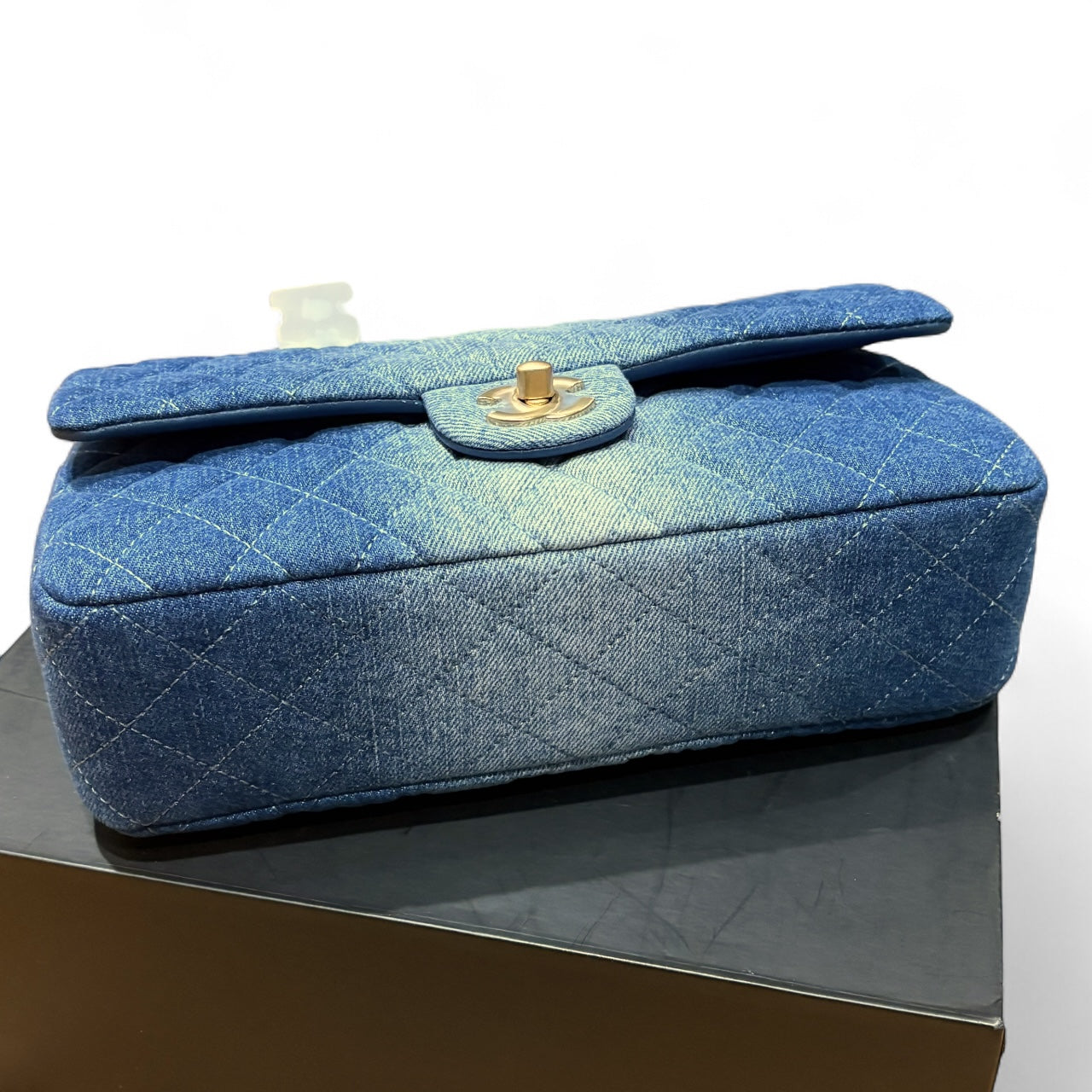 2 Toned Denim Gold Quilted Double Flap Bag | VIP/GWP