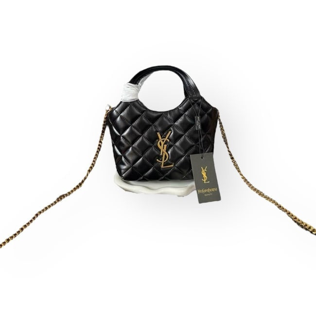 Quilted Black Gold Mini Shopping Bag w/ Box | VIP/GWP