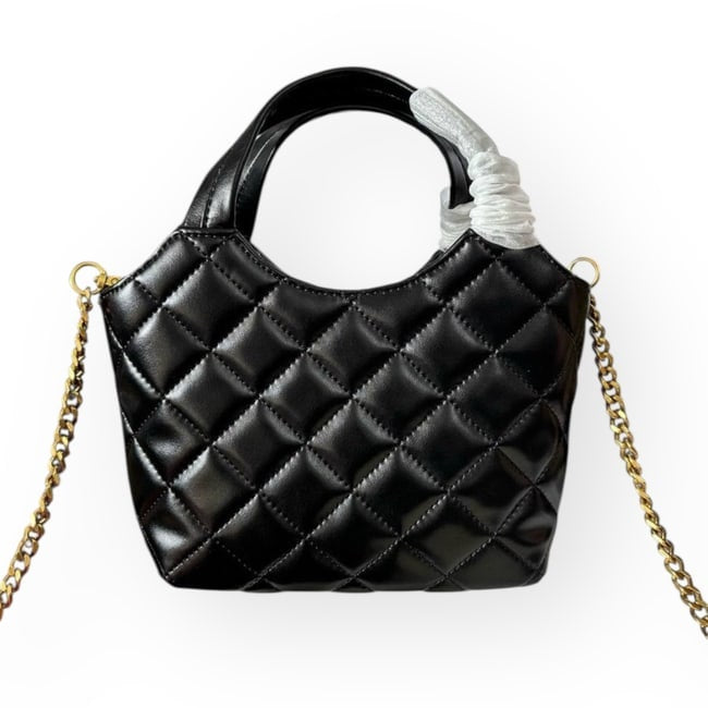 Quilted Black Gold Mini Shopping Bag w/ Box | VIP/GWP