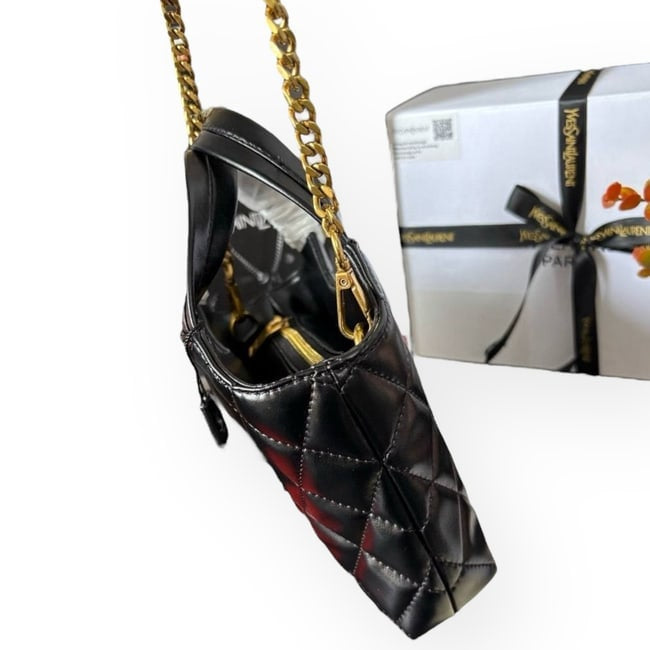 Quilted Black Gold Mini Shopping Bag w/ Box | VIP/GWP