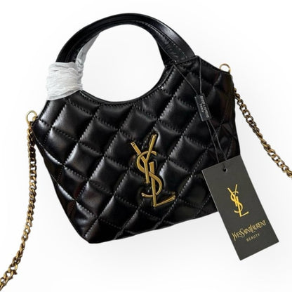 Quilted Black Gold Mini Shopping Bag w/ Box | VIP/GWP