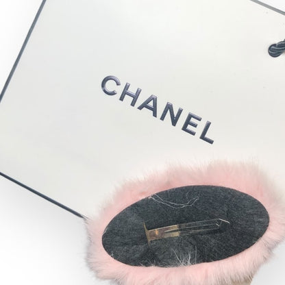 Pink Fur Pink & Rhinestone CC Oval Hair Clips | Beaute