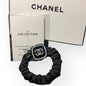 Black Rhinestone Logo Square Scrunchy | Beaute