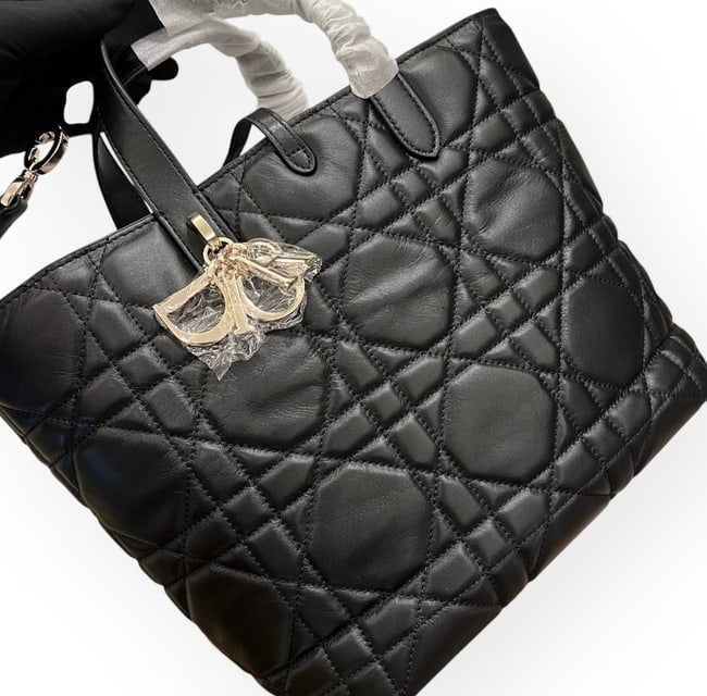Christian VIP Black Gold Cannage Bag w/ Box | VIP/GWP