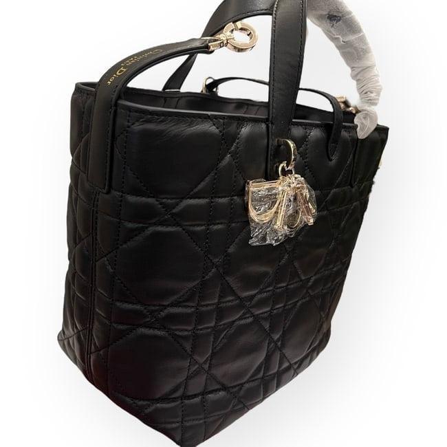 Christian VIP Black Gold Cannage Bag w/ Box | VIP/GWP
