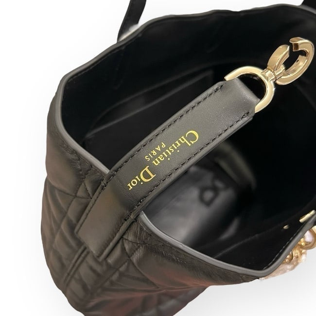 Christian VIP Black Gold Cannage Bag w/ Box | VIP/GWP