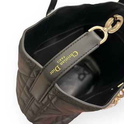 Christian VIP Black Gold Cannage Bag w/ Box | VIP/GWP