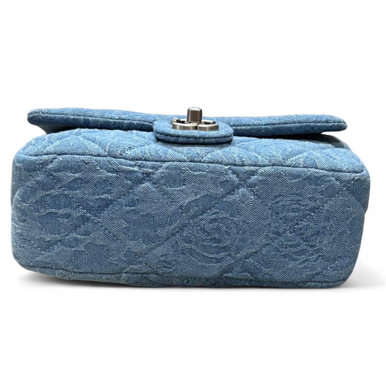 Denim Silver Quilted Floral Print Classic Classic Flap Bag | VIP/GWP