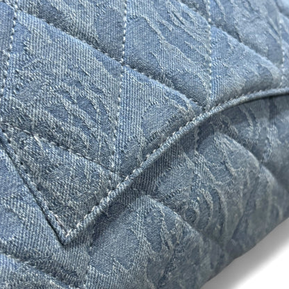 Denim Silver Quilted Floral Print Classic Classic Flap Bag | VIP/GWP