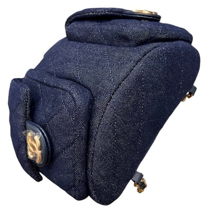 Quilted Dark Denim Gold Side Pockets BB Bag | VIP/GWP