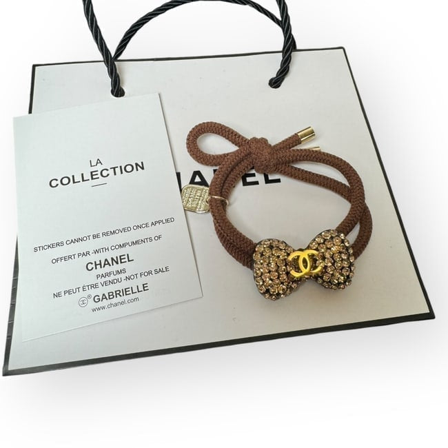 Rhinestone Gold CC Hair Bow Shaped Hair Tie | Beaute