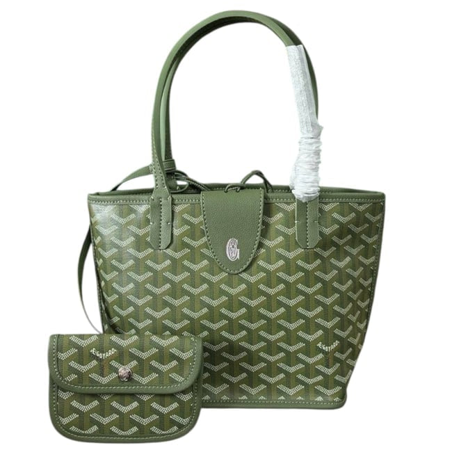 Green Sig Print Mini Tote, Removable Pouch | VIP/GWP