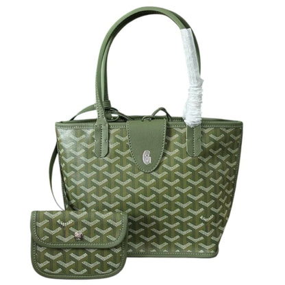 Green Sig Print Mini Tote, Removable Pouch | VIP/GWP
