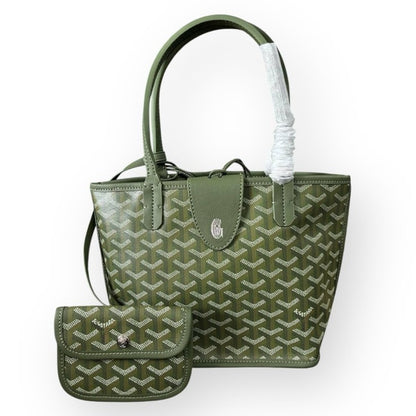 Green Sig Print Mini Tote, Removable Pouch | VIP/GWP