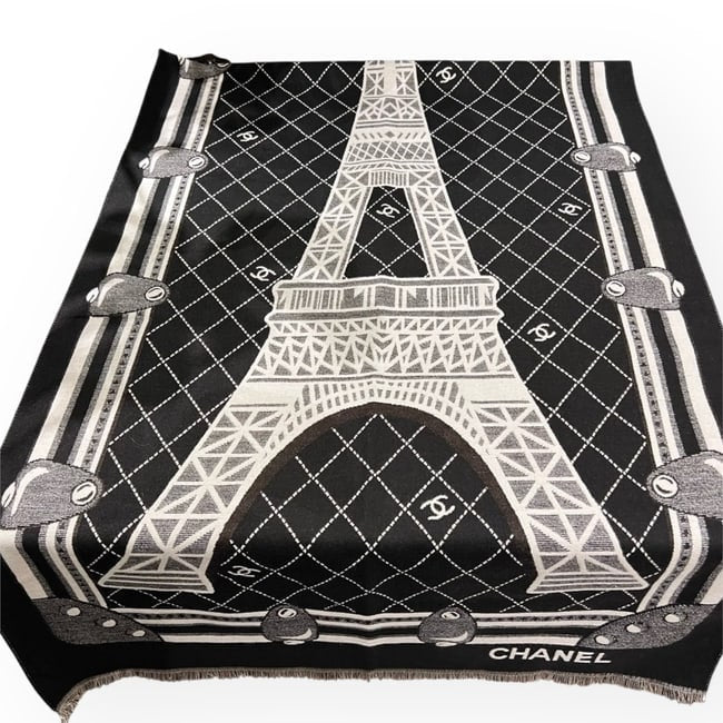 Black White Eiffel Tower Print Scarf | VIP/GWP