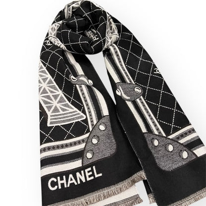 Black White Eiffel Tower Print Scarf | VIP/GWP