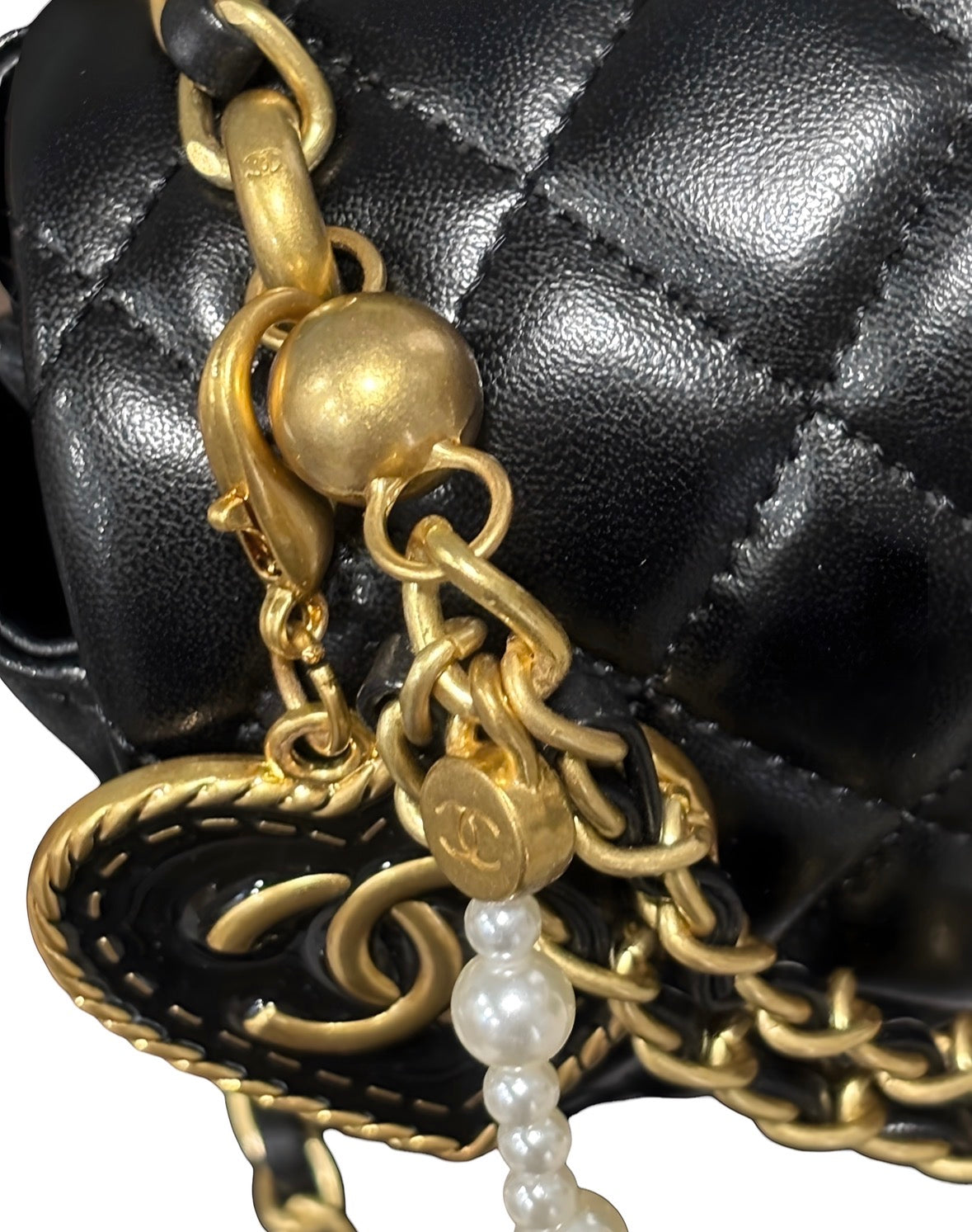 Quilted Mini Maxi Bag w Charm Pearl Detail | VIP/GWP