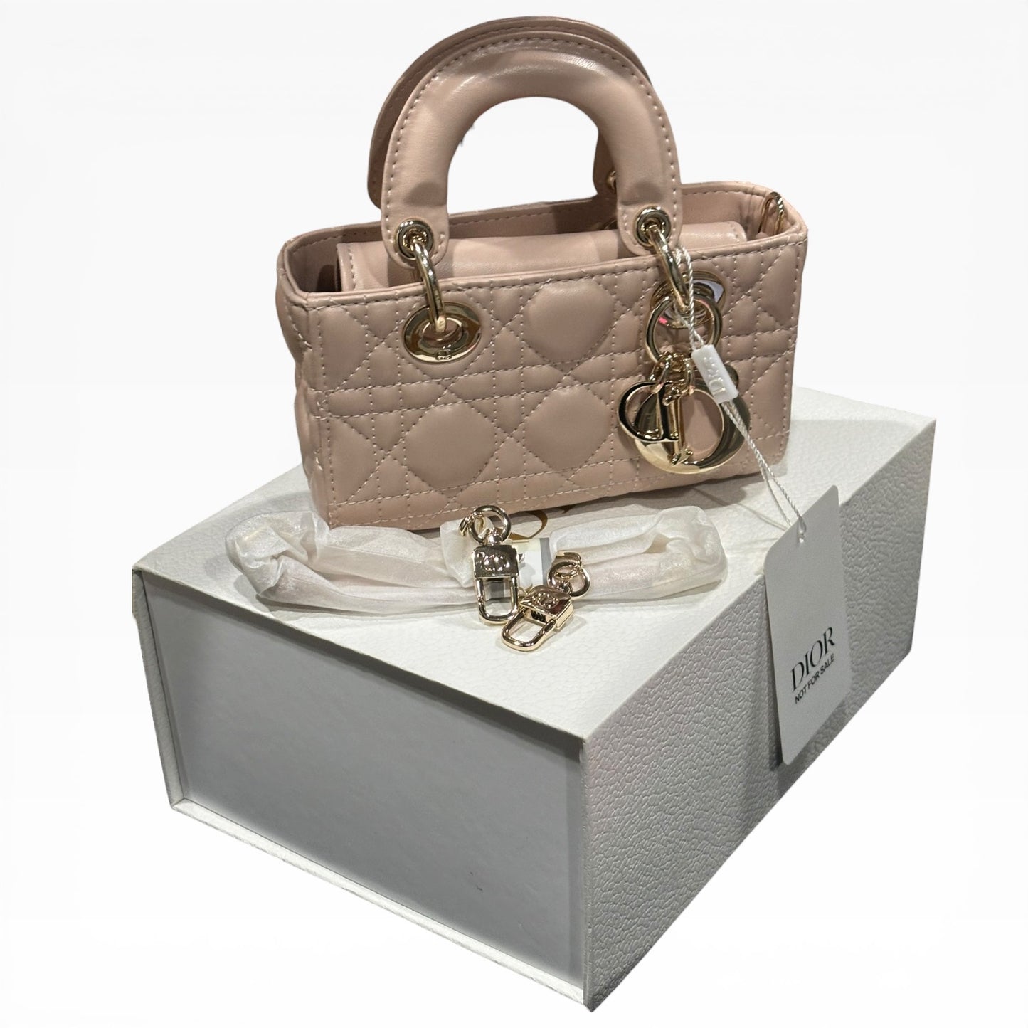 Christian Small Beige Lady D-Joy Bag w/ Box | VIP/GWP