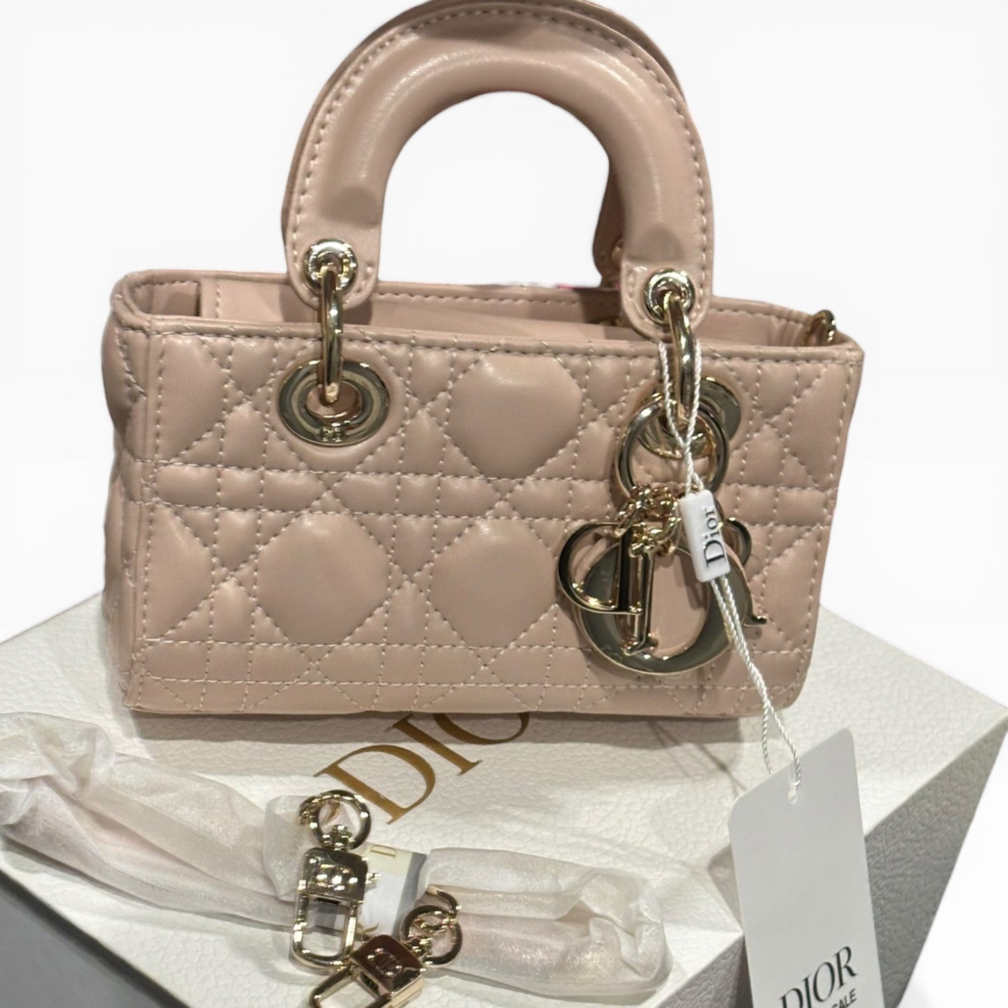 Christian Small Beige Lady D-Joy Bag w/ Box | VIP/GWP