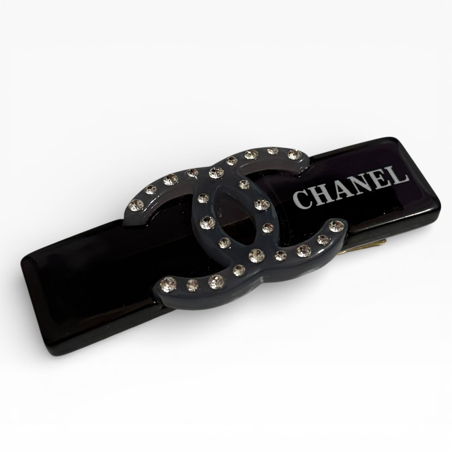 Black Rhinestone CC Wide Rectangle Hair Clips | Beaute