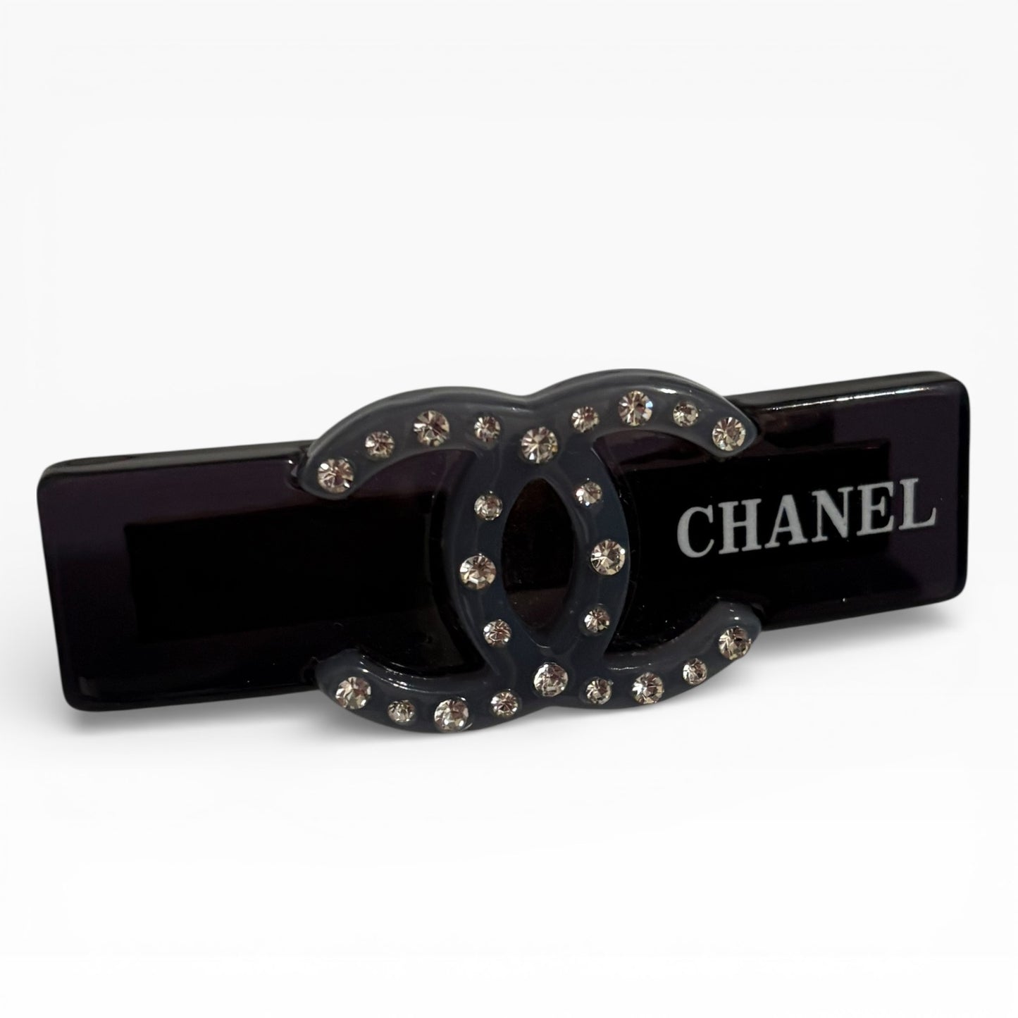 Black Rhinestone CC Wide Rectangle Hair Clips | Beaute