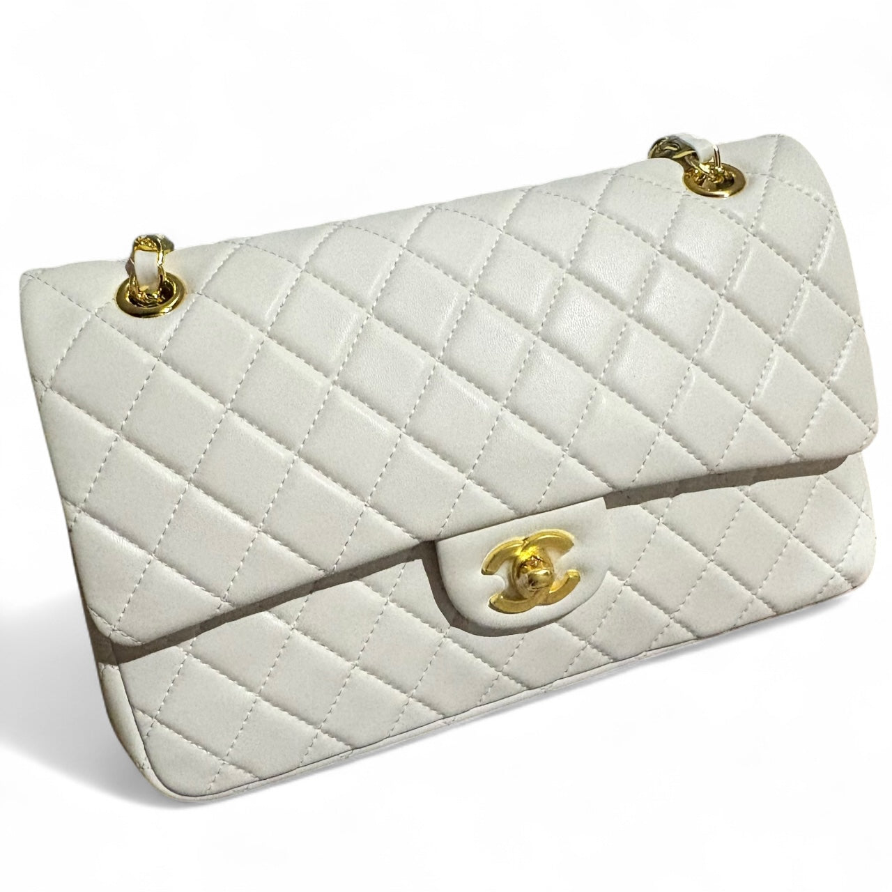 Double Flap Beige Gold Bag w/ Box | VIP/GWP