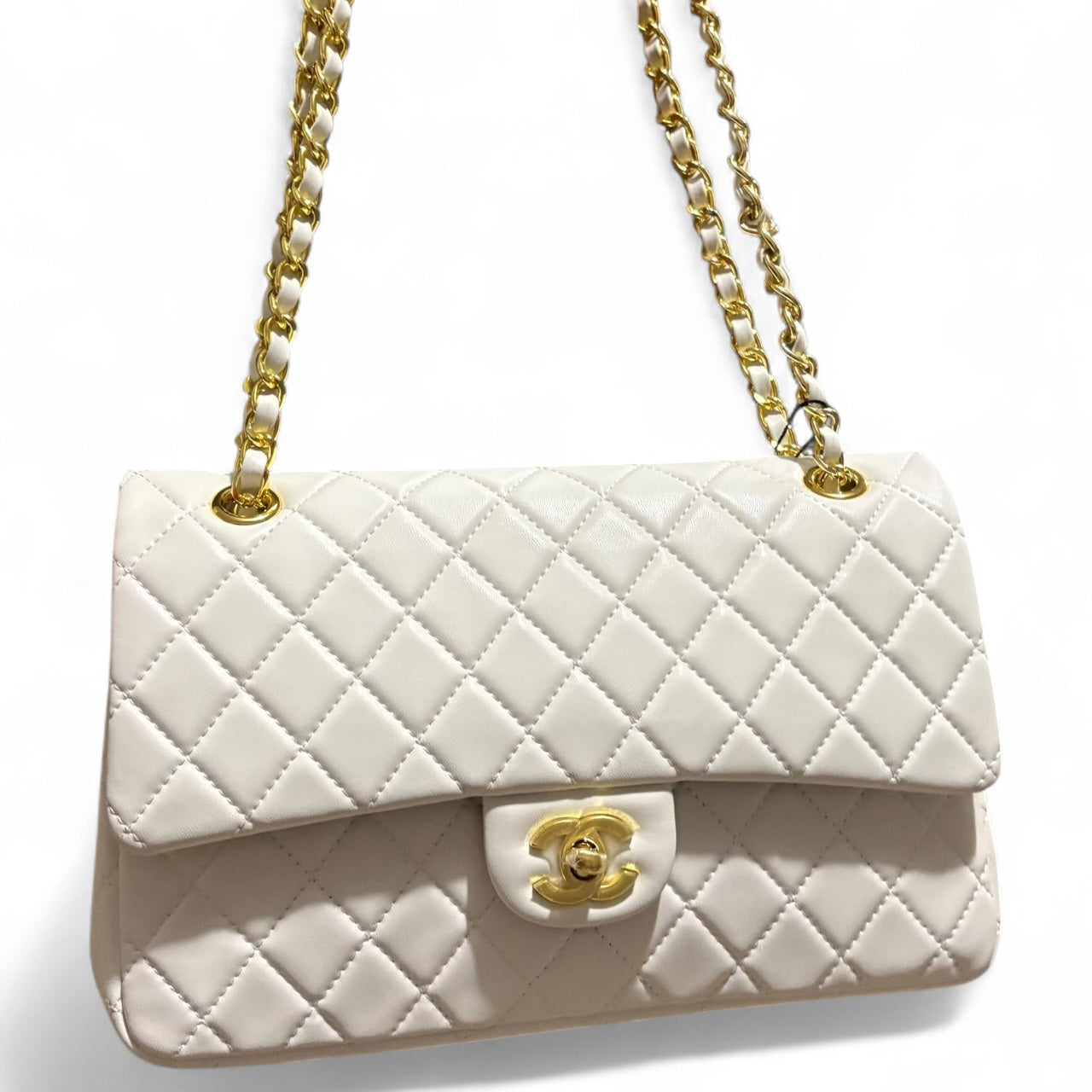 Double Flap Beige Gold Bag w/ Box | VIP/GWP