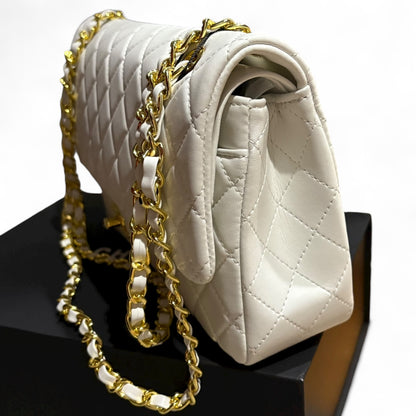 Double Flap Beige Gold Bag w/ Box | VIP/GWP