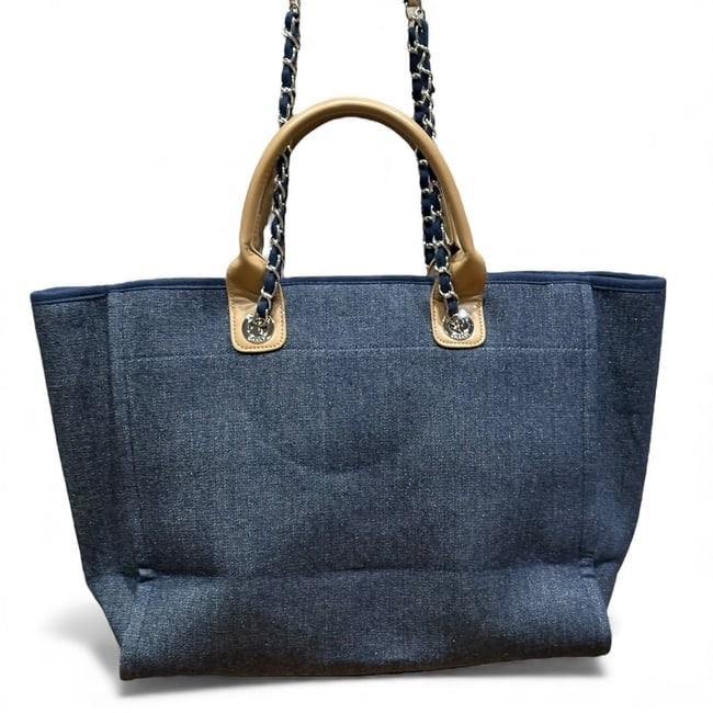 XL Denim Tan Pearl Logo Deauville Bag | VIP/GWP